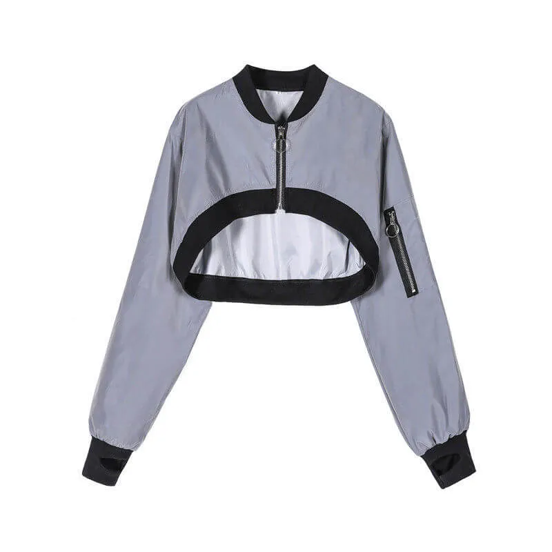 3-Piece Reflective Cropped Jacket Outfit