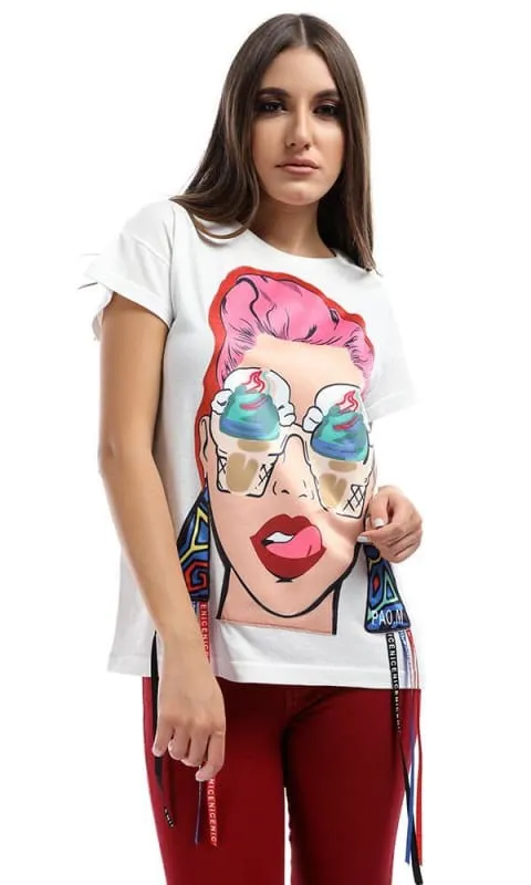 47761 Printed Lady Off-White T-shirt