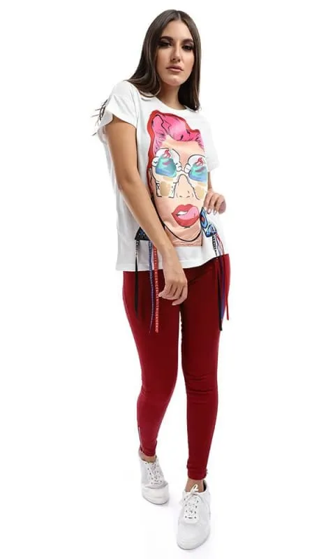 47761 Printed Lady Off-White T-shirt