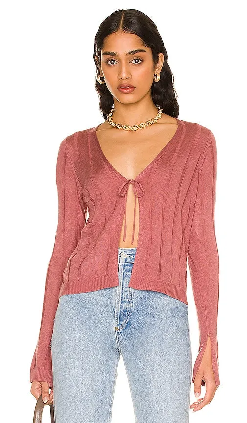 525 Tie Front Cardigan in Rose