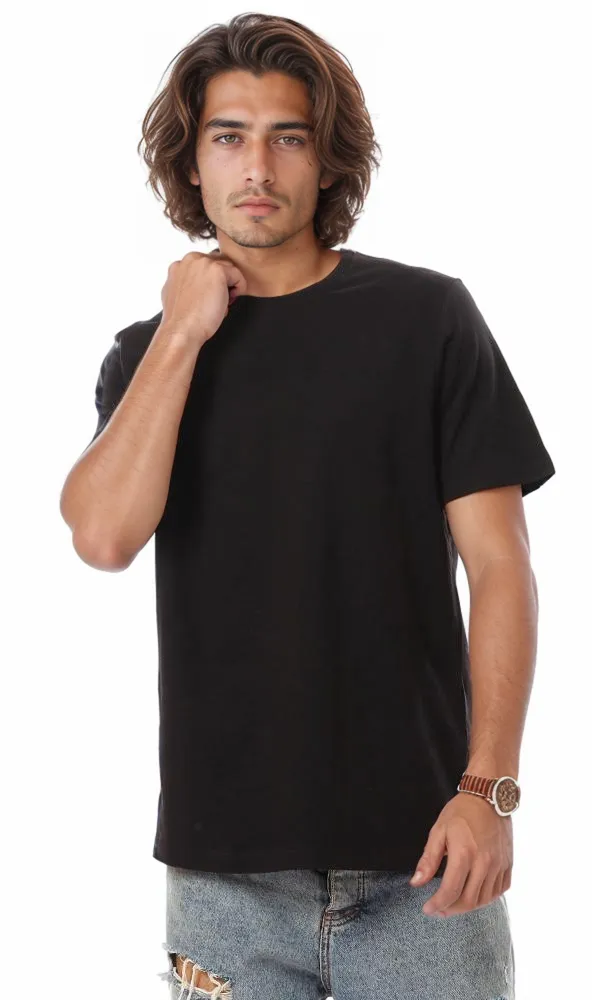 94613 Basic Round Short Sleeves Black T-shirt