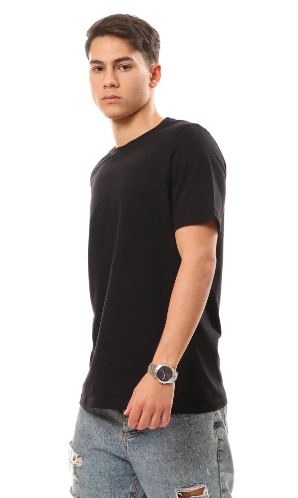 94613 Basic Round Short Sleeves Black T-shirt