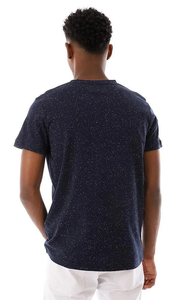 94969 V-Neck Heather Cotton T-Shirt - Navy Blue