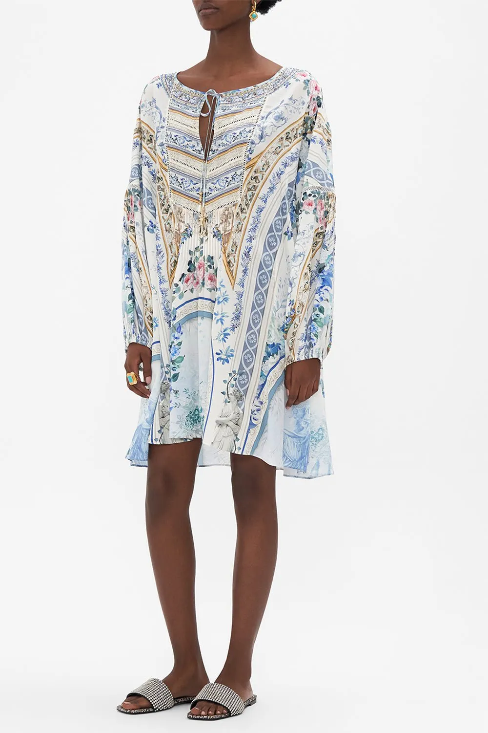 A-Line Blouson Sleeve Dress