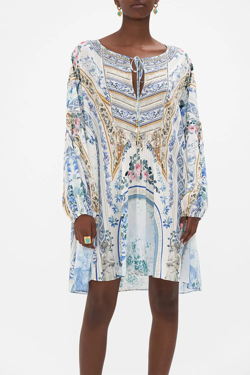 A-Line Blouson Sleeve Dress
