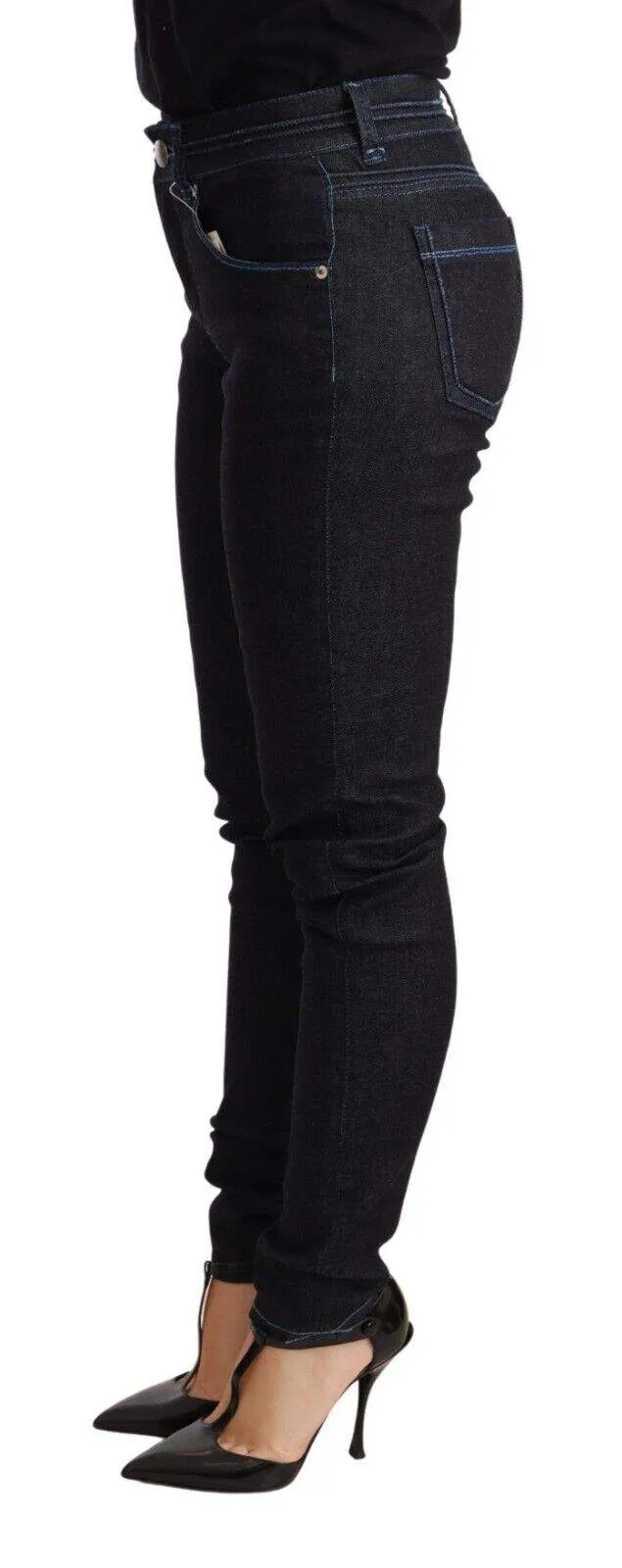 Acht Blue Cotton Low Waist Slim Fit Denim  Trouser Jeans