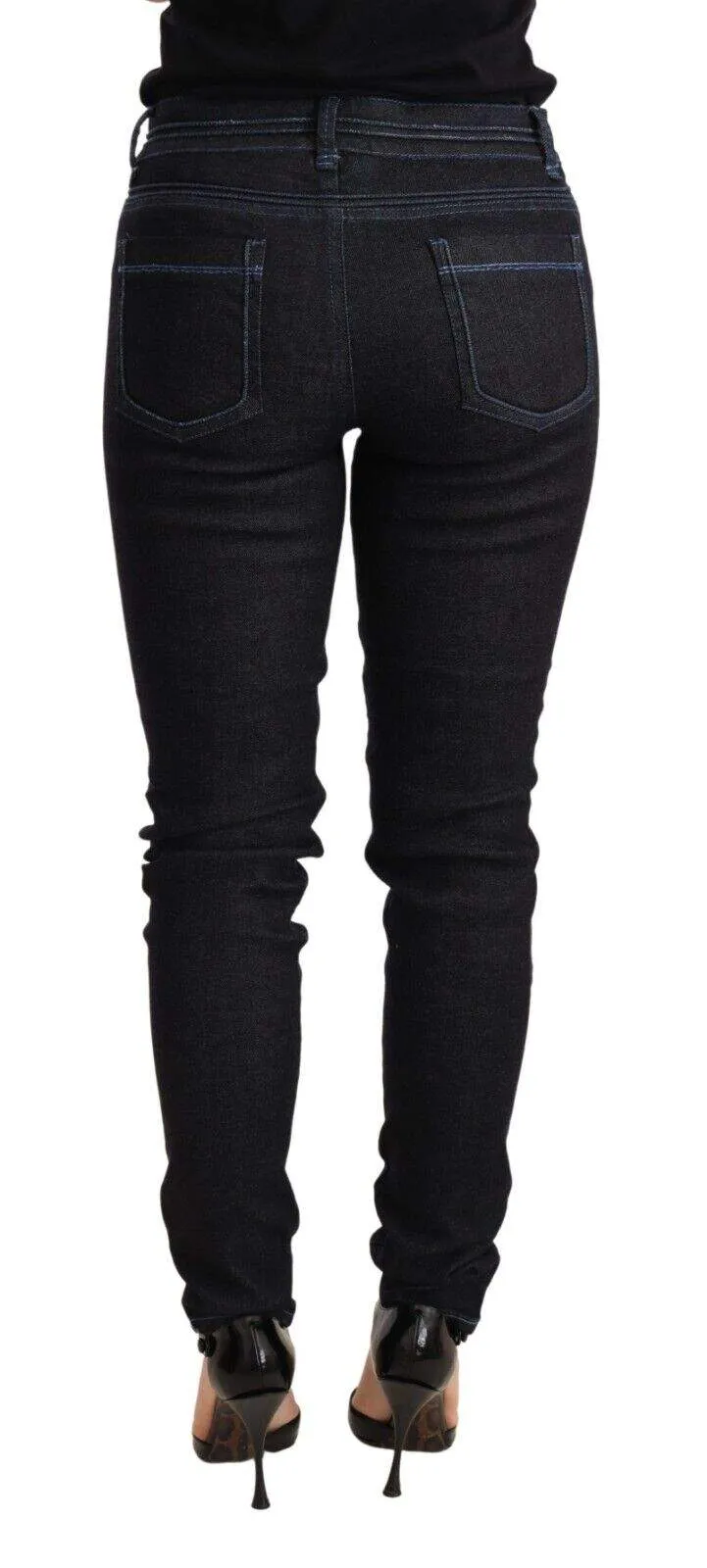 Acht Blue Cotton Low Waist Slim Fit Denim  Trouser Jeans
