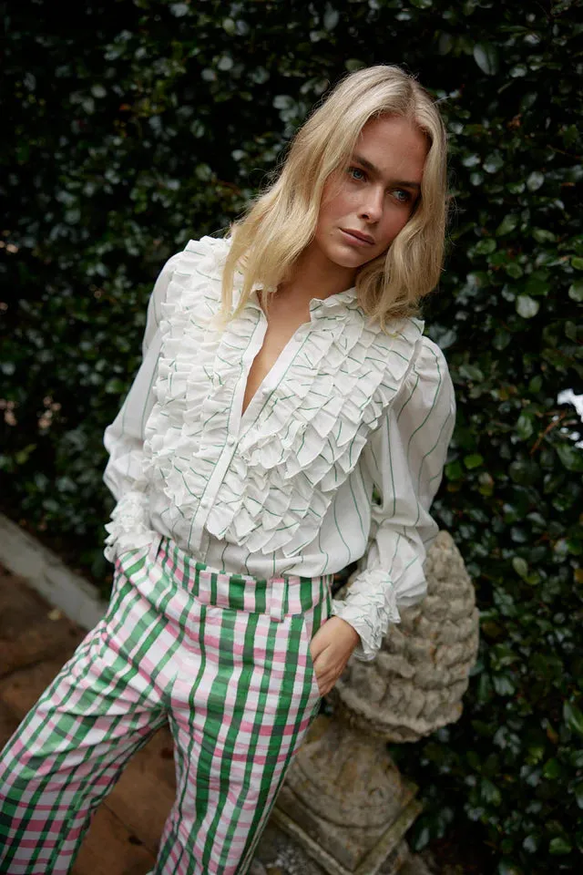Aston Studio Vera Blouse in Whisper and Forest