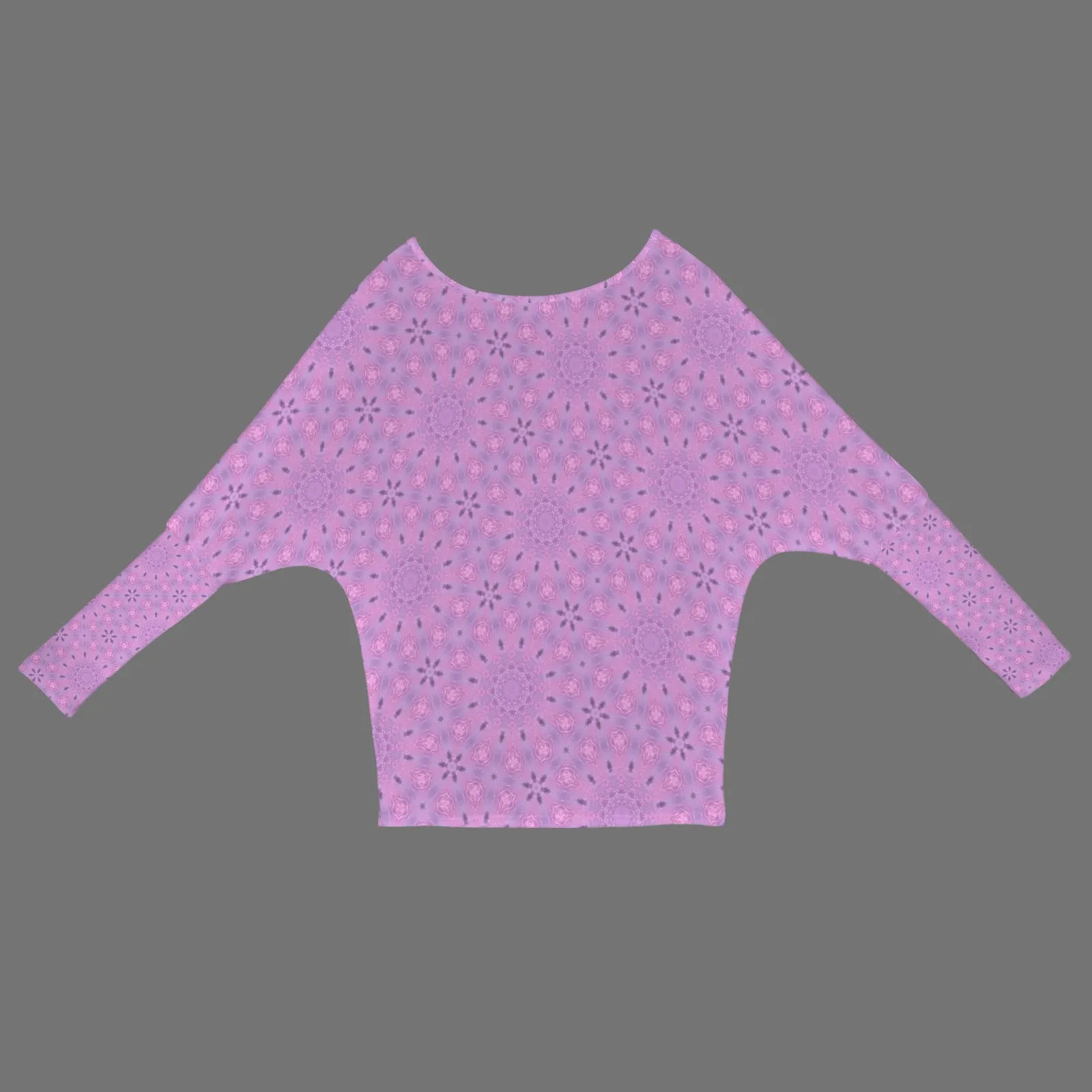 Batwing Long Sleeve Sweater Purple Flowers