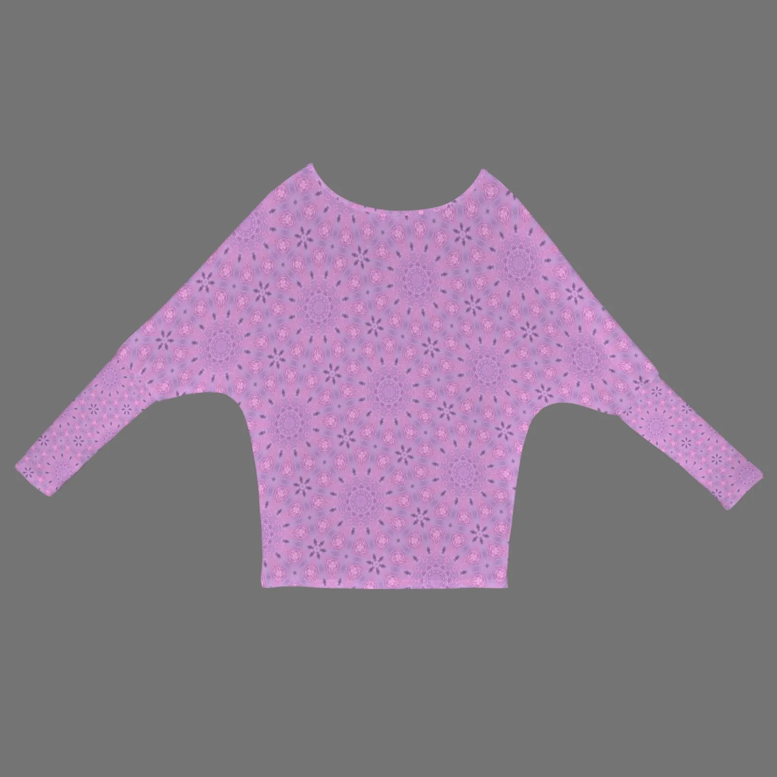 Batwing Long Sleeve Sweater Purple Flowers