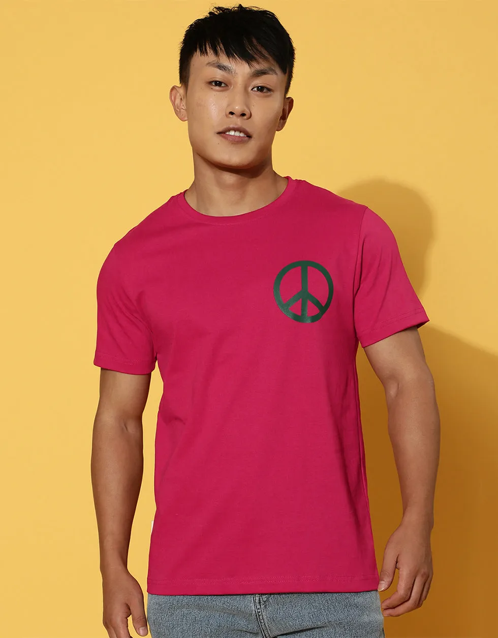 Be Good Regular Fit Viva Magenta Graphic Back Printed Tshirt