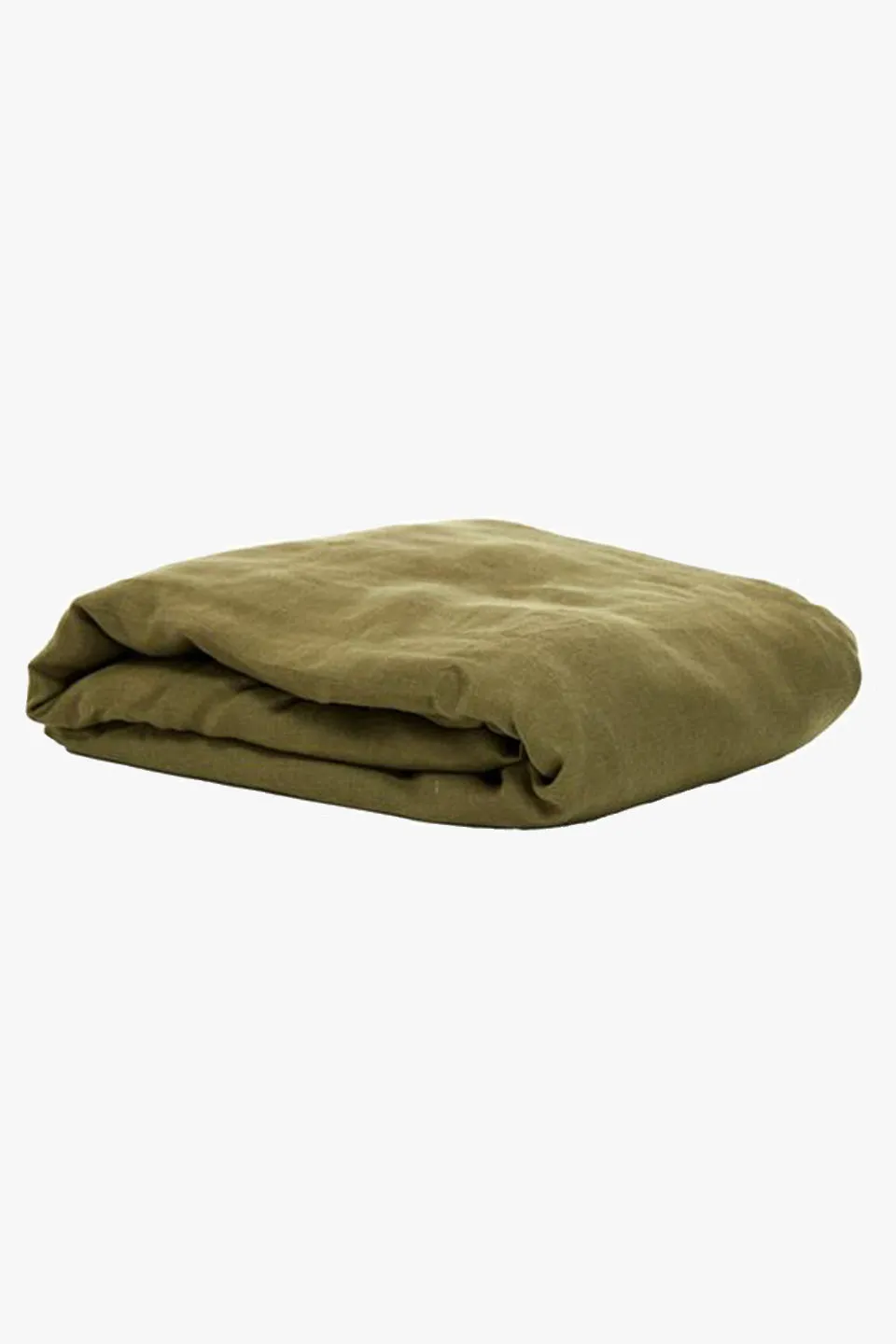 Belgian Washed Linen Olive King Fitted Sheet