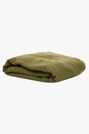 Belgian Washed Linen Olive King Fitted Sheet