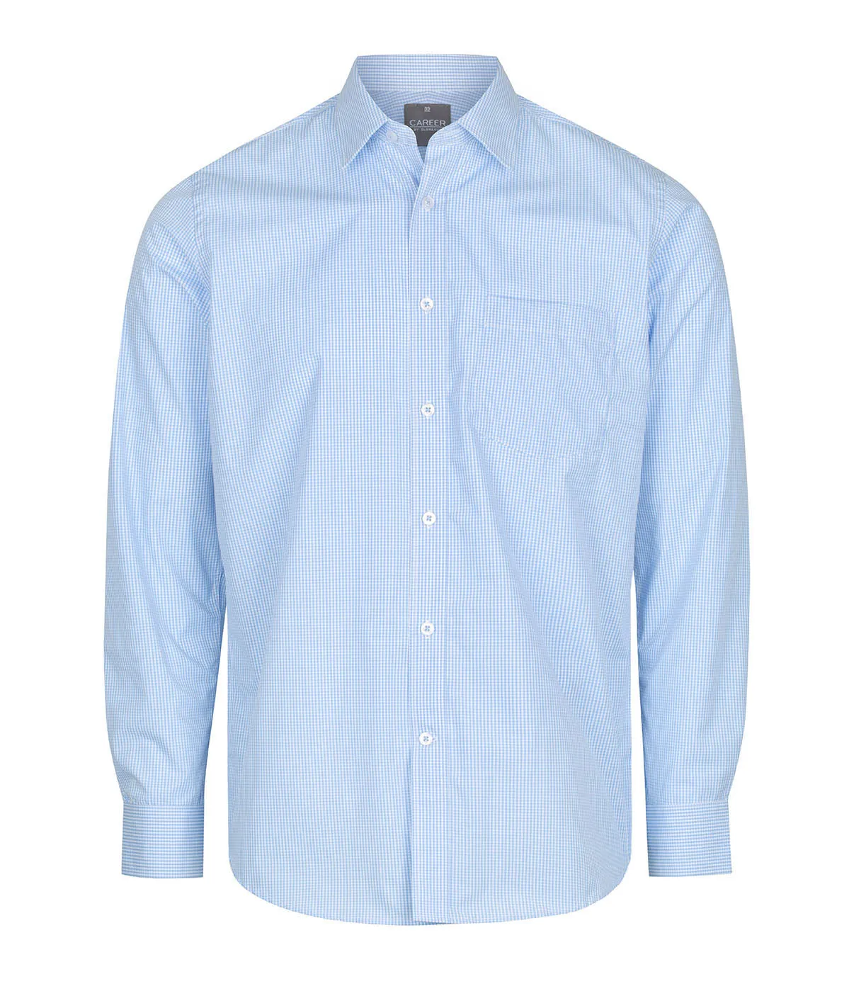 Big Mens Gingham Sky Long Sleeve Shirt 1637L