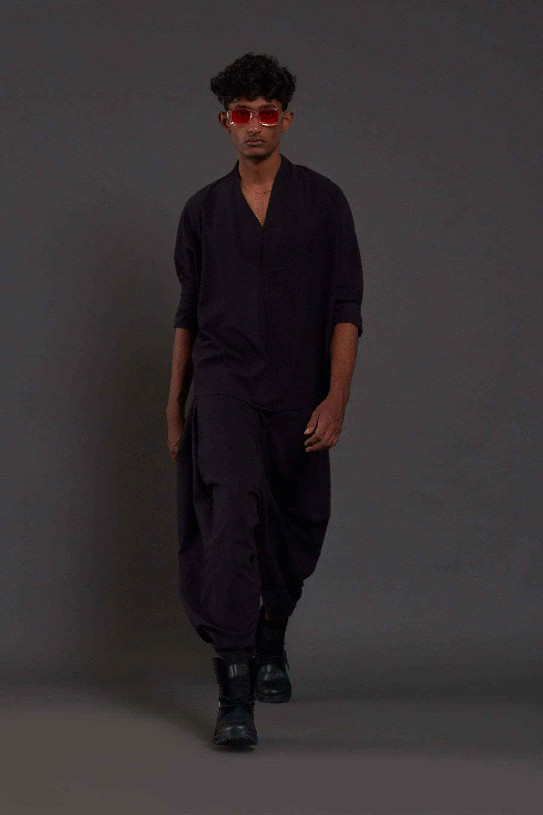 Black Overlap Shirt