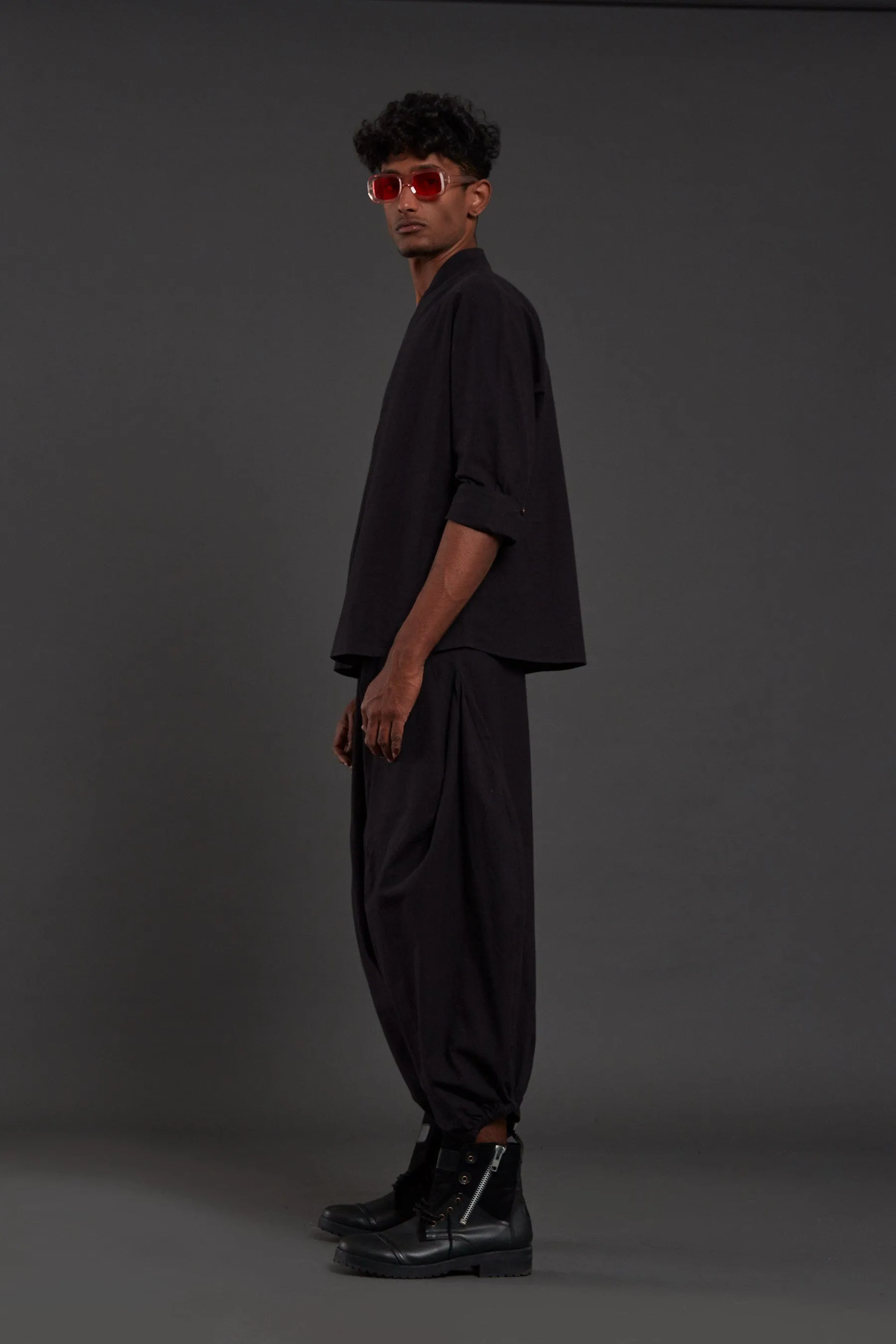 Black Overlap Shirt