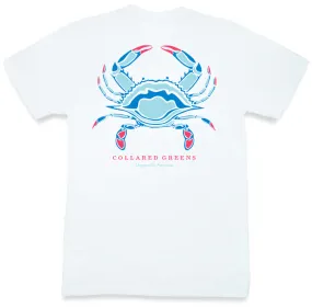 Blue Crab: Short Sleeve T-Shirt - White