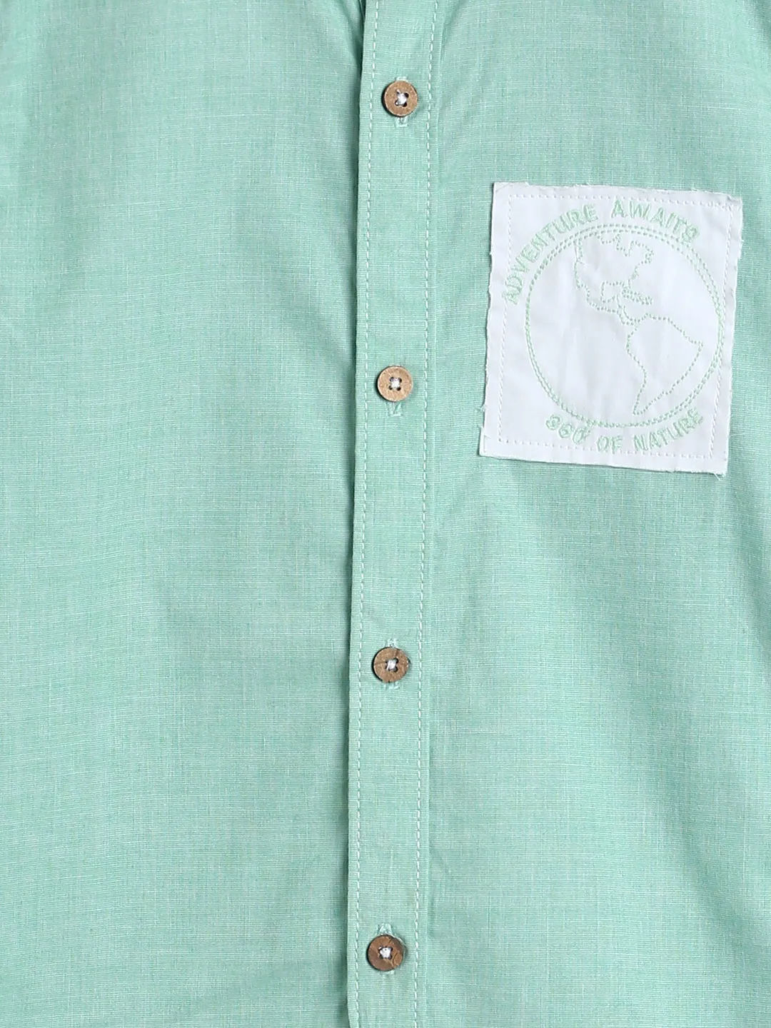 Boys Green Casual Cotton Shirt