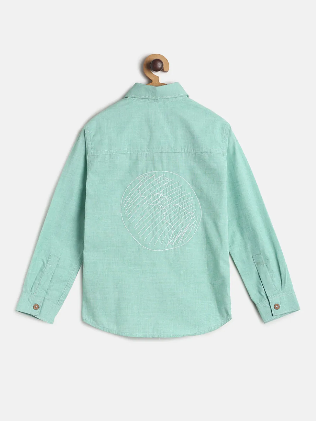 Boys Green Casual Cotton Shirt