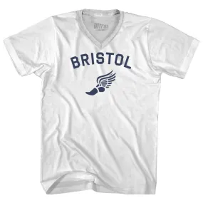 Bristol Running Track Winged Foot-Adult Cotton V-neck T-shirt