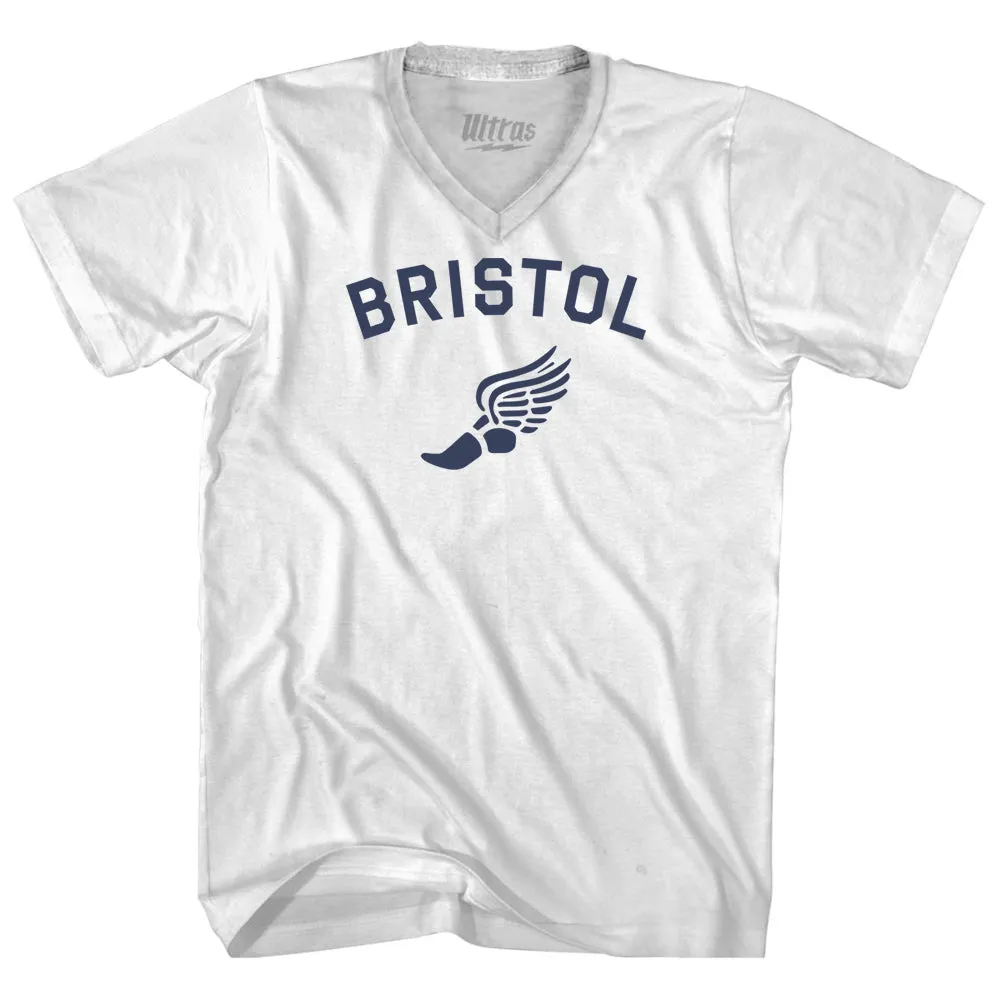 Bristol Running Track Winged Foot-Adult Cotton V-neck T-shirt