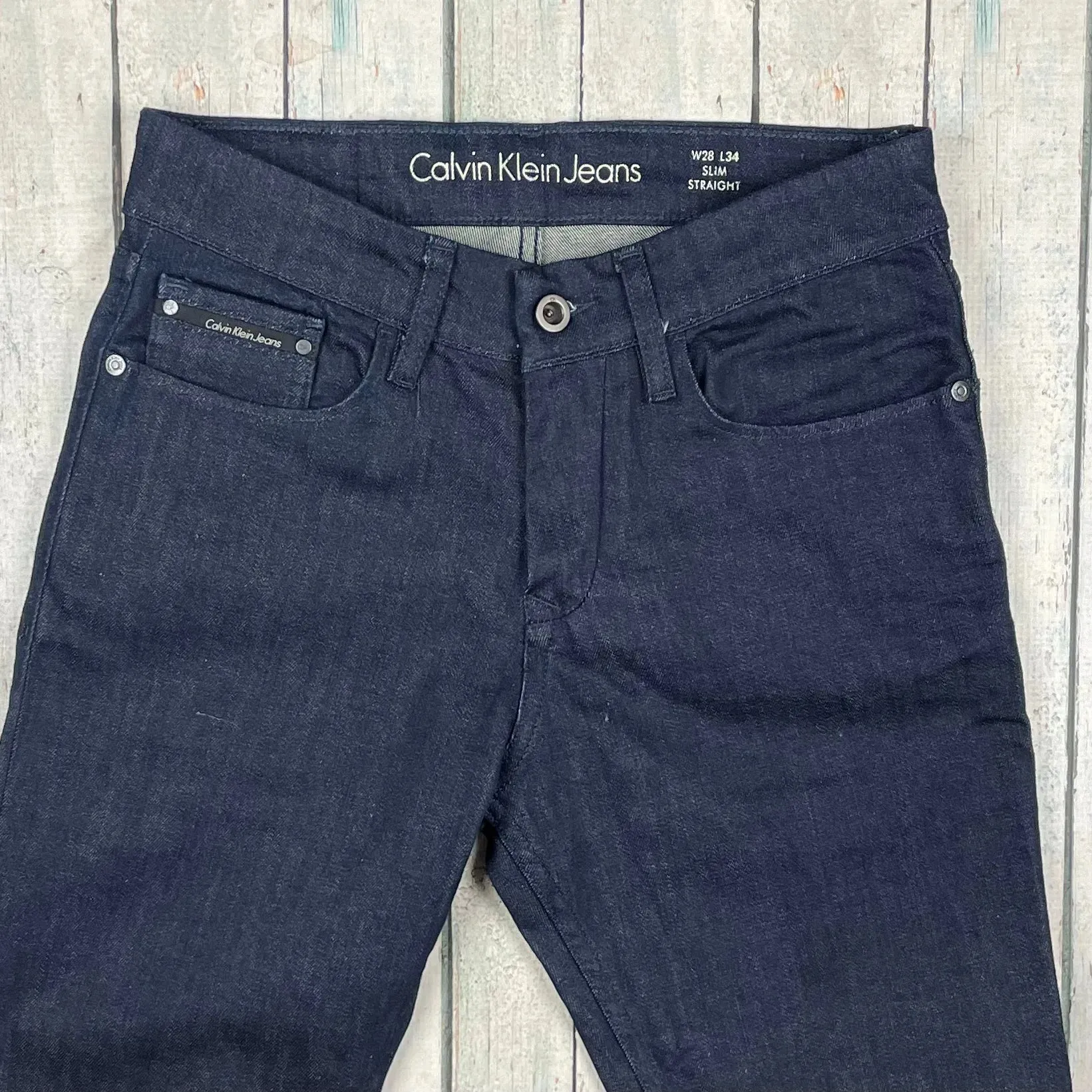 Calvin Klein Slim Straight Dark Wash Jeans  - Size 28/34