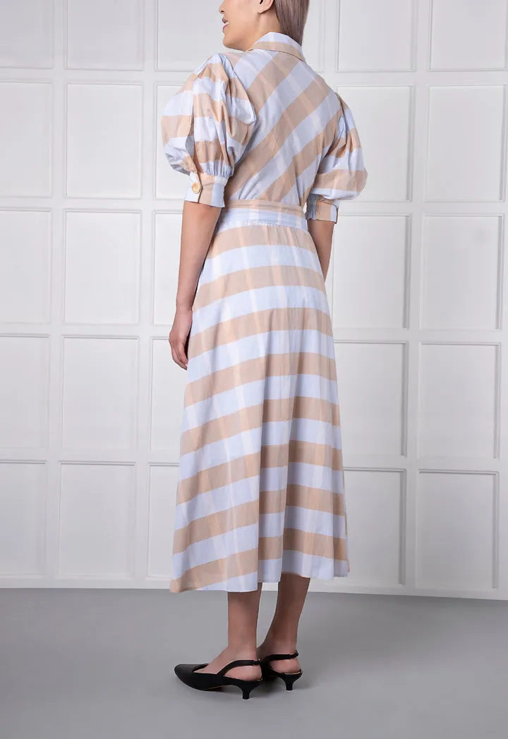Checkered A-Line Shirt Dress