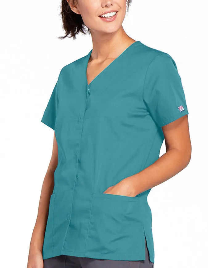 Cherokee Workwear 26.5 Inch Women's Snap Front Scrub Top