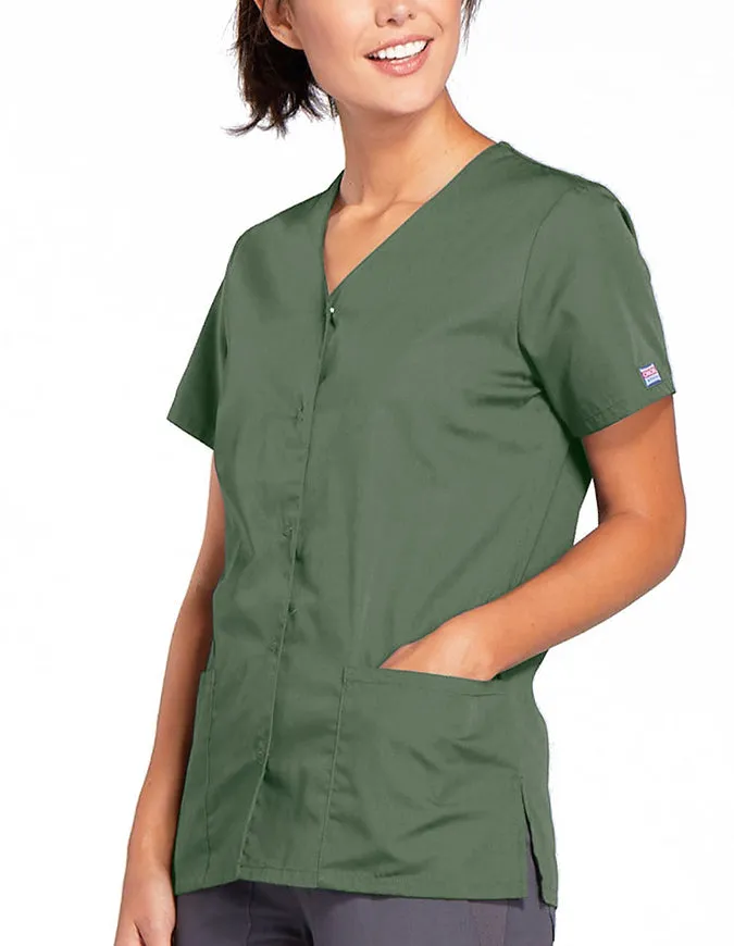 Cherokee Workwear 26.5 Inch Women's Snap Front Scrub Top