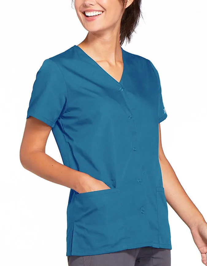Cherokee Workwear 26.5 Inch Women's Snap Front Scrub Top