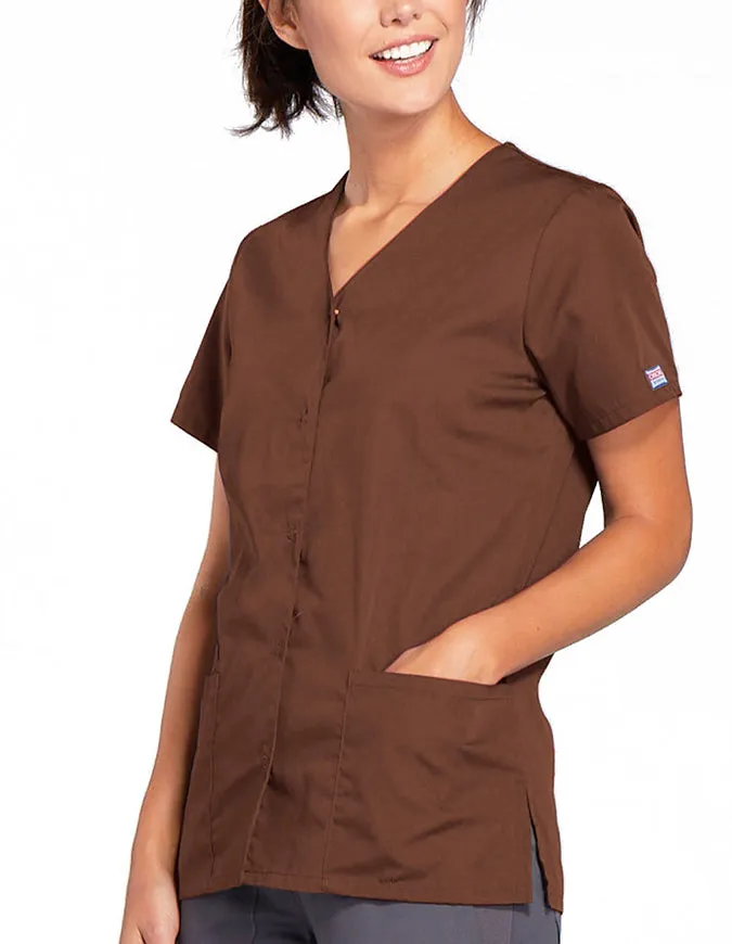 Cherokee Workwear 26.5 Inch Women's Snap Front Scrub Top