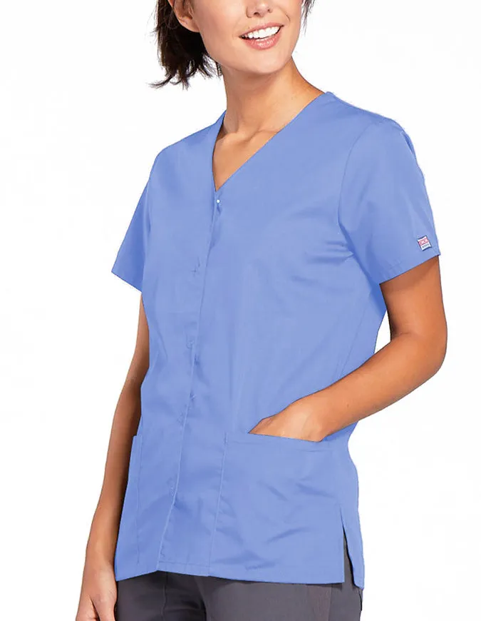 Cherokee Workwear 26.5 Inch Women's Snap Front Scrub Top