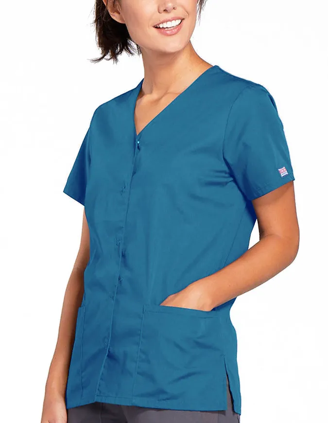 Cherokee Workwear 26.5 Inch Women's Snap Front Scrub Top