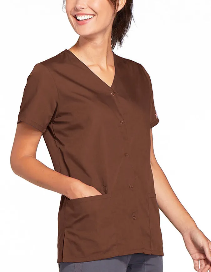 Cherokee Workwear 26.5 Inch Women's Snap Front Scrub Top