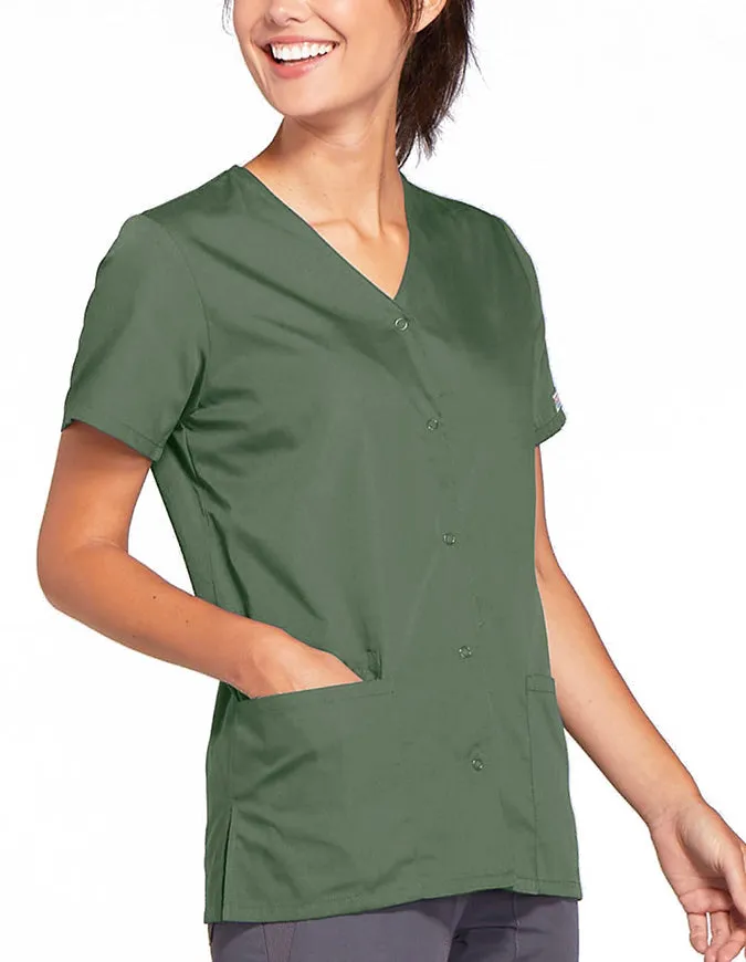 Cherokee Workwear 26.5 Inch Women's Snap Front Scrub Top