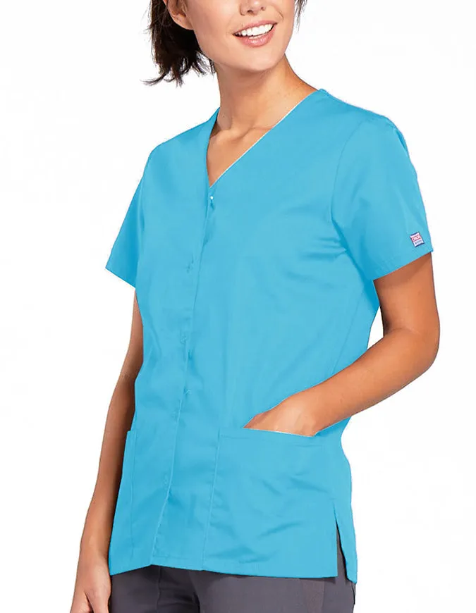 Cherokee Workwear 26.5 Inch Women's Snap Front Scrub Top