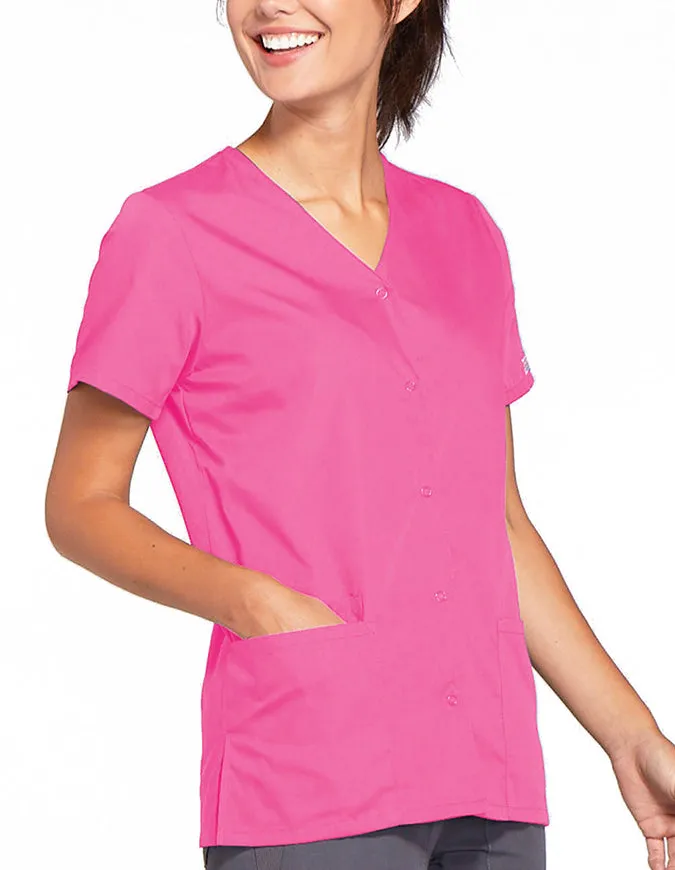 Cherokee Workwear 26.5 Inch Women's Snap Front Scrub Top