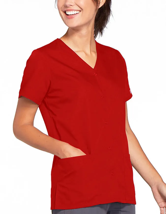 Cherokee Workwear 26.5 Inch Women's Snap Front Scrub Top