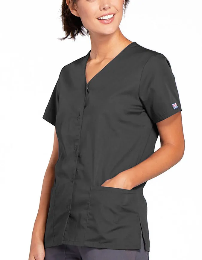 Cherokee Workwear 26.5 Inch Women's Snap Front Scrub Top