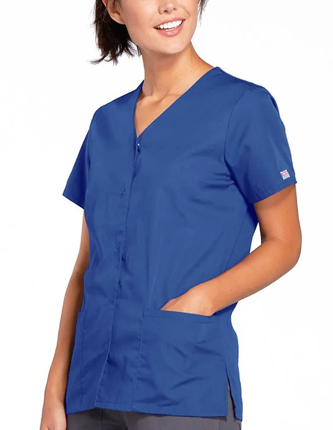 Cherokee Workwear 26.5 Inch Women's Snap Front Scrub Top