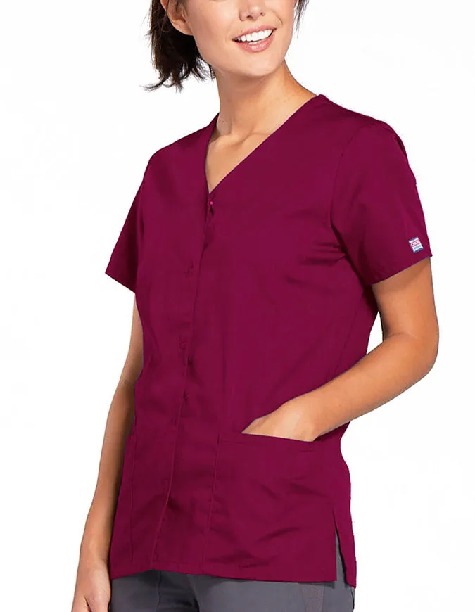 Cherokee Workwear 26.5 Inch Women's Snap Front Scrub Top