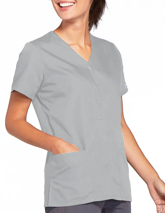 Cherokee Workwear 26.5 Inch Women's Snap Front Scrub Top