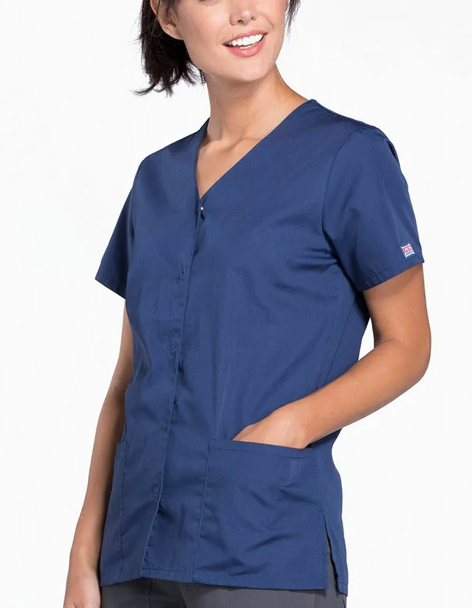 Cherokee Workwear 26.5 Inch Women's Snap Front Scrub Top