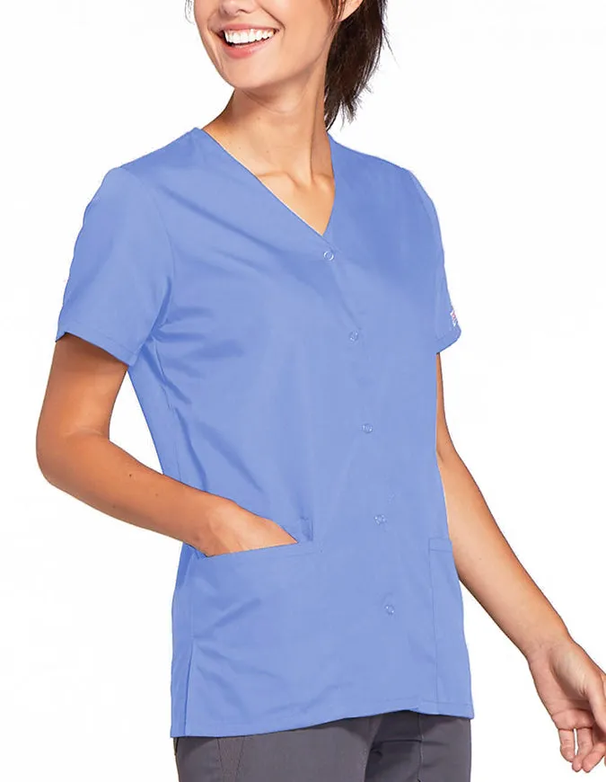 Cherokee Workwear 26.5 Inch Women's Snap Front Scrub Top