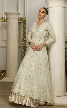 Chiffon Embroidered Angrakha with skirt