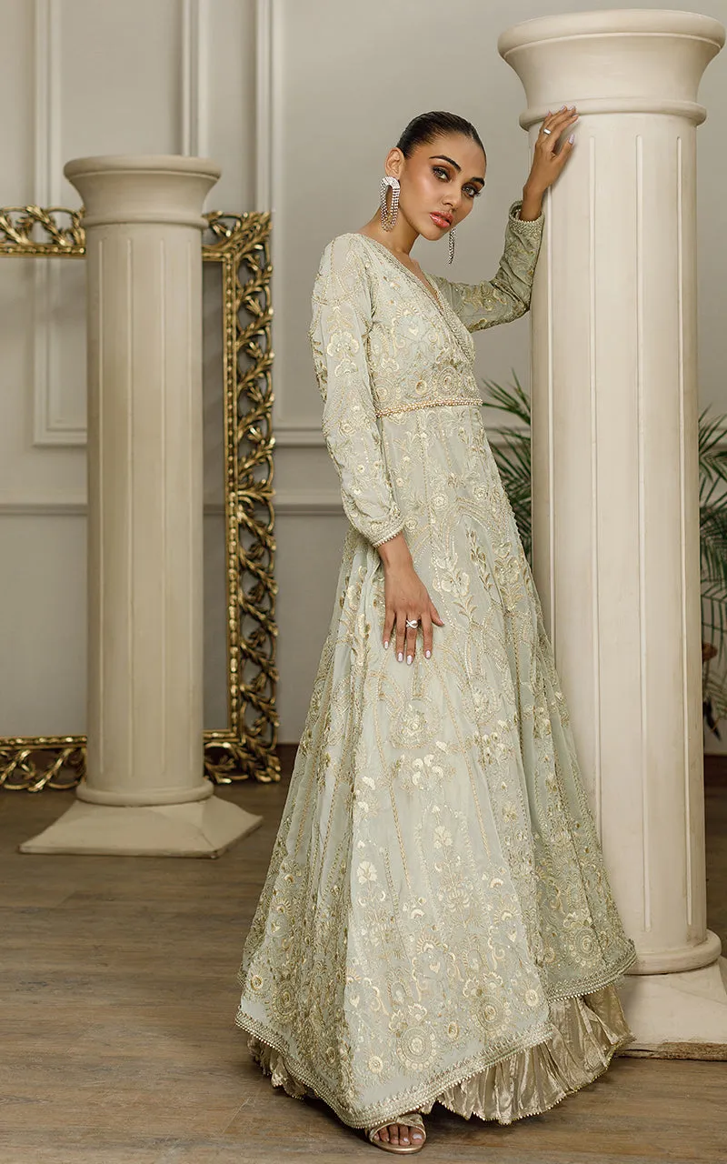 Chiffon Embroidered Angrakha with skirt