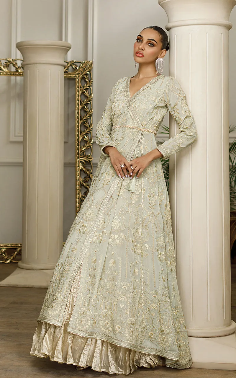 Chiffon Embroidered Angrakha with skirt