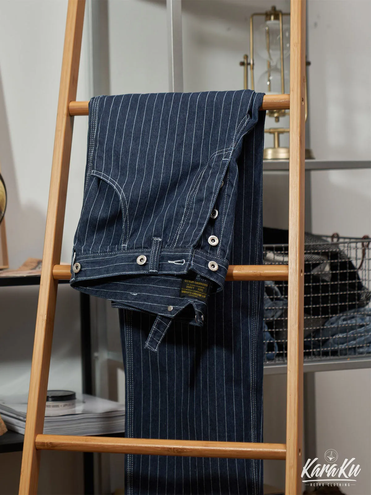 Classic Striped Wabash Suspenders Work Pants