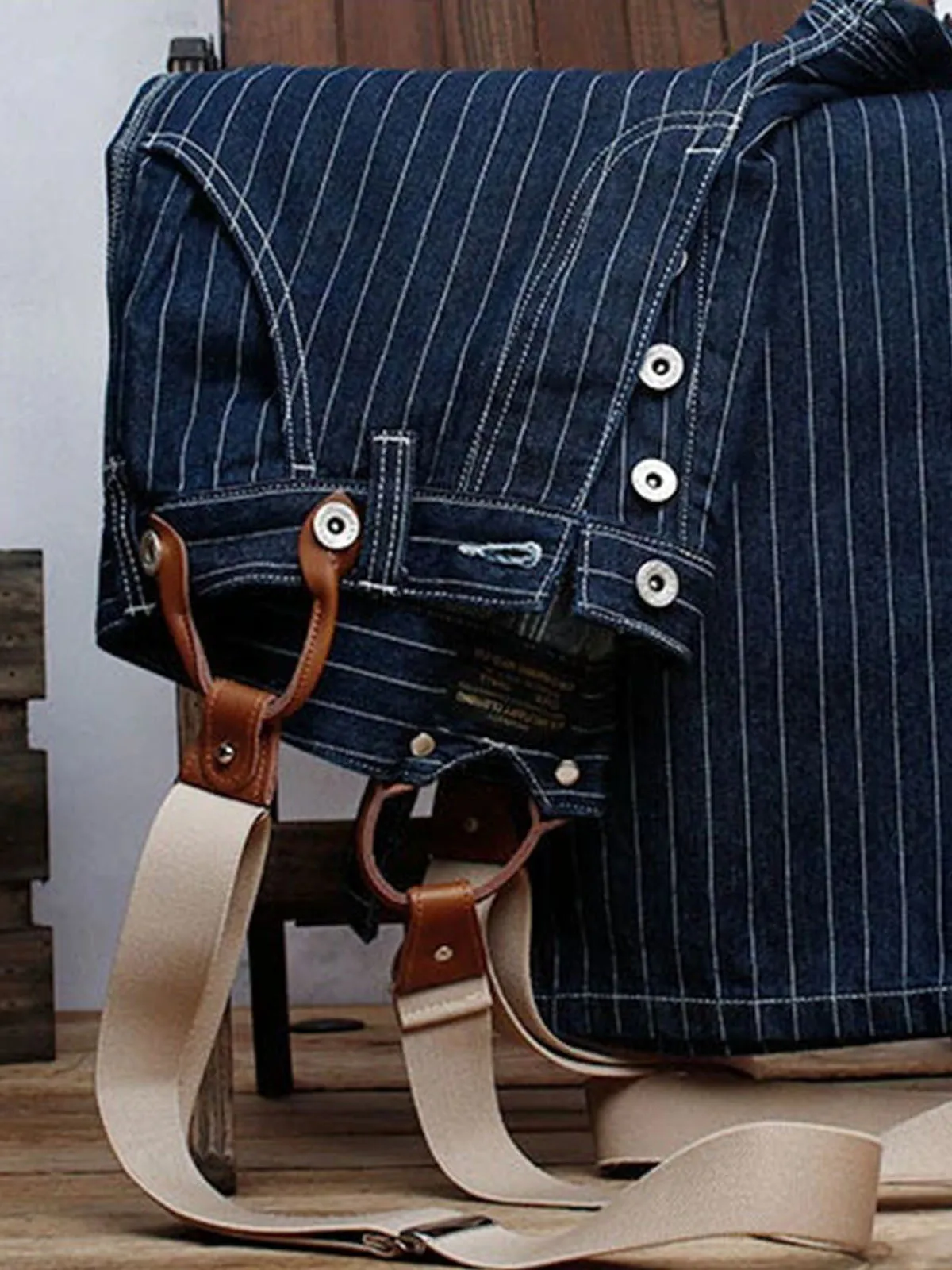 Classic Striped Wabash Suspenders Work Pants