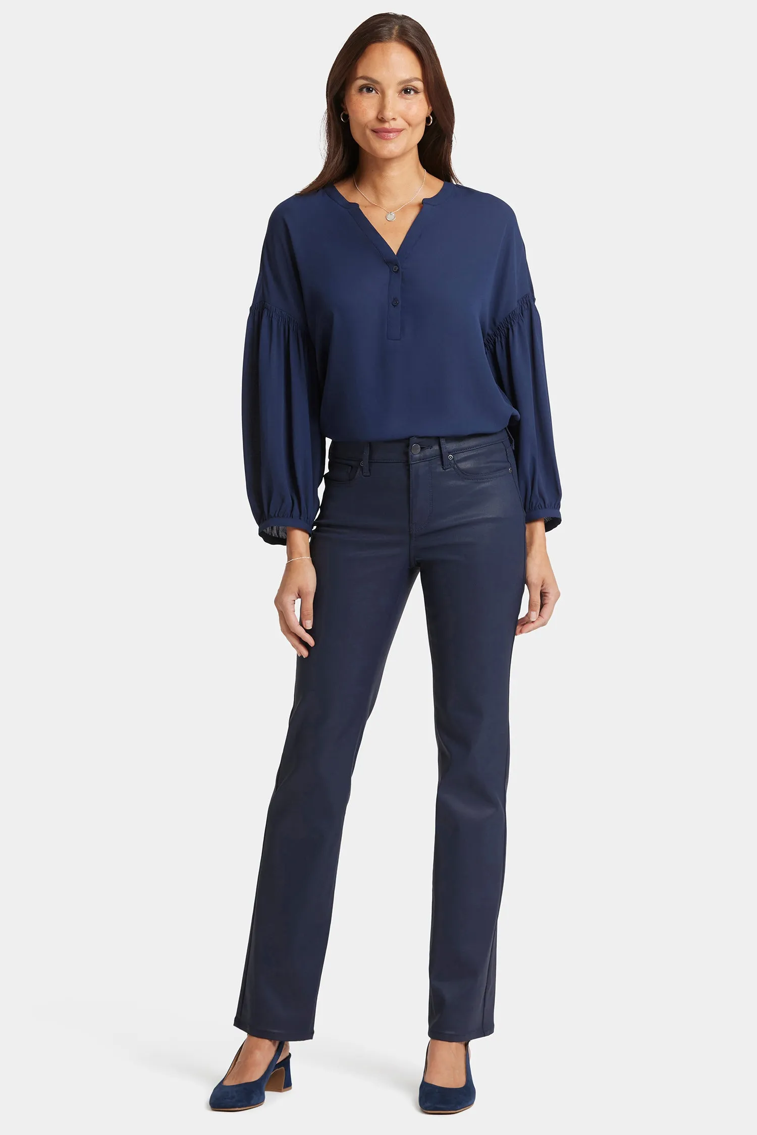 Coated Marilyn Straight Jeans - Starless Sky Coated